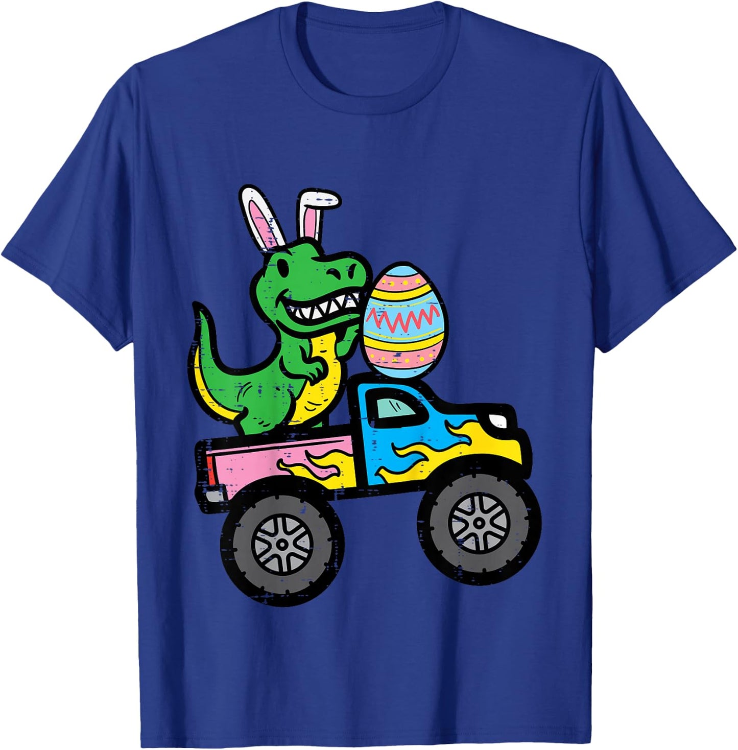 Kids Easter Dino Bunny On Monster Truck Boys Kids Toddler Youth T-Shirt - T-Shirt | Royal