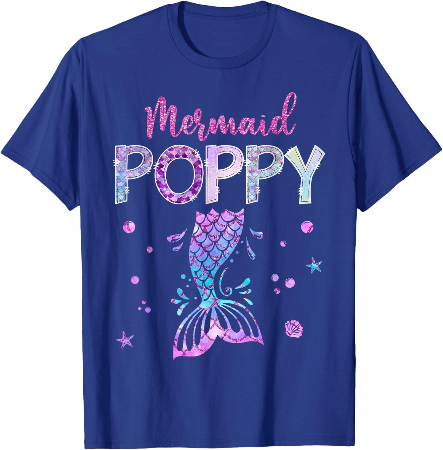 Mermaid Poppy Birthday Party Girl Family Matching T-Shirt - T-Shirt | Royal