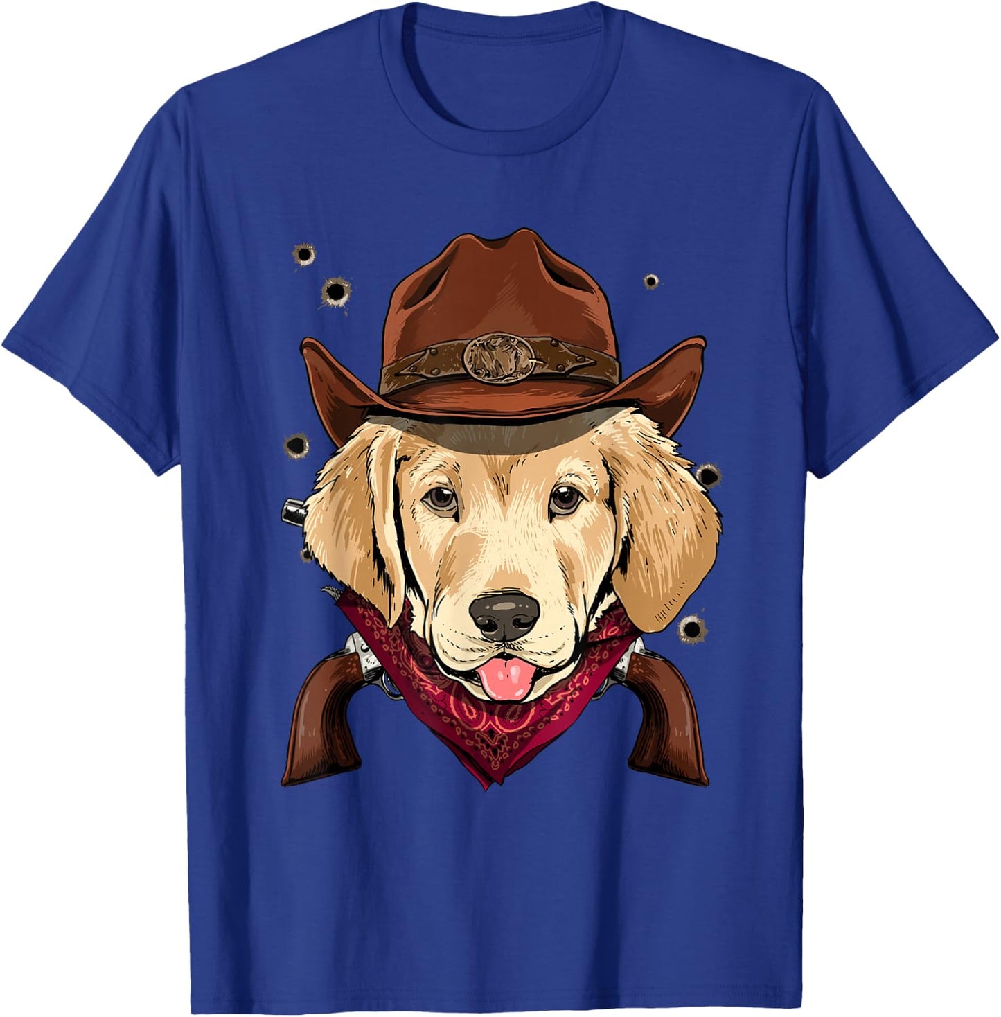Cowboy Labrador Western Rodeo Cowboy Hat and Bandana Dog T-Shirt - T-Shirt | Royal