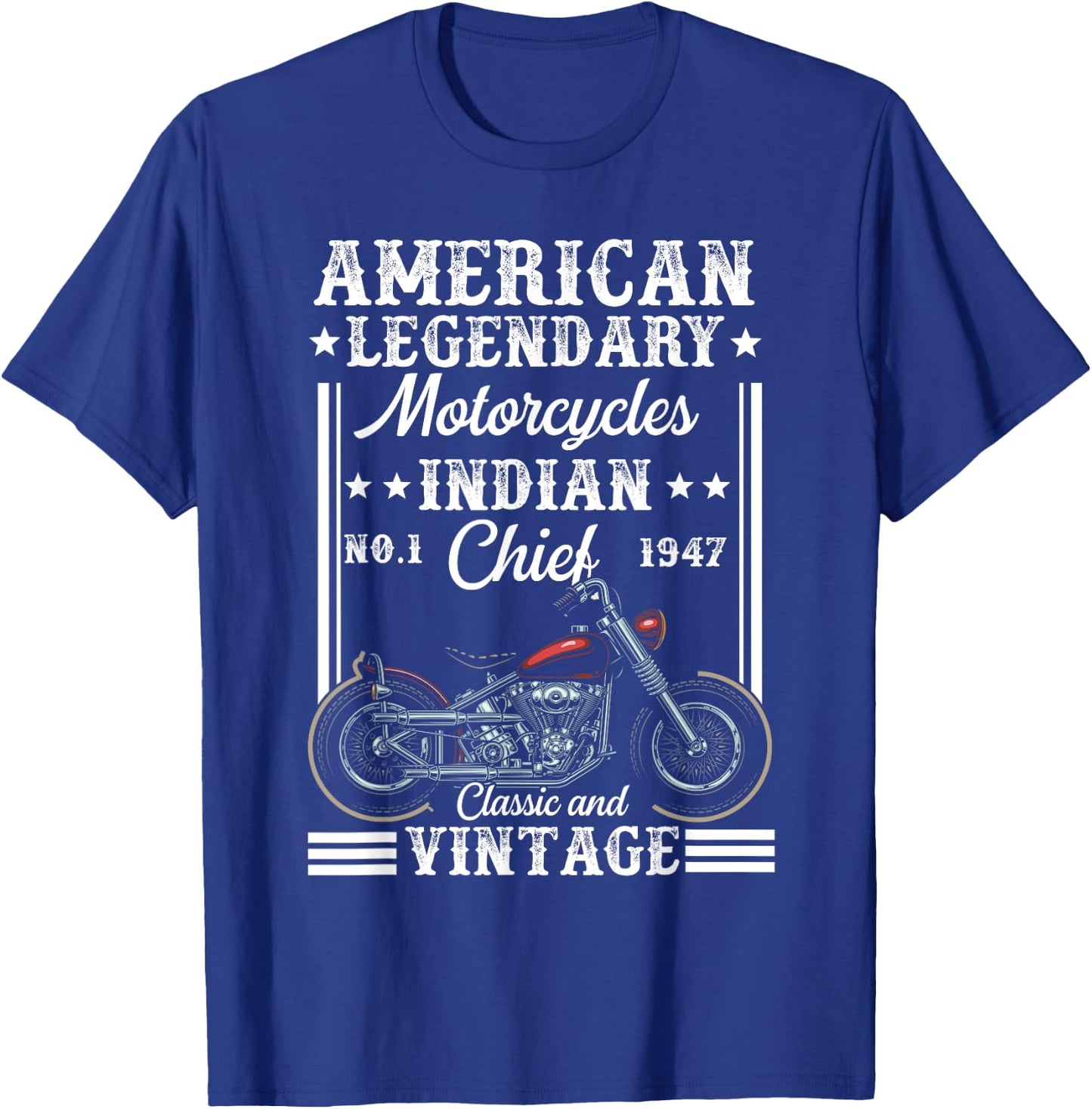 Vintage Patriotic Motorcycle Indian Bike T-Shirt - T-Shirt | Royal