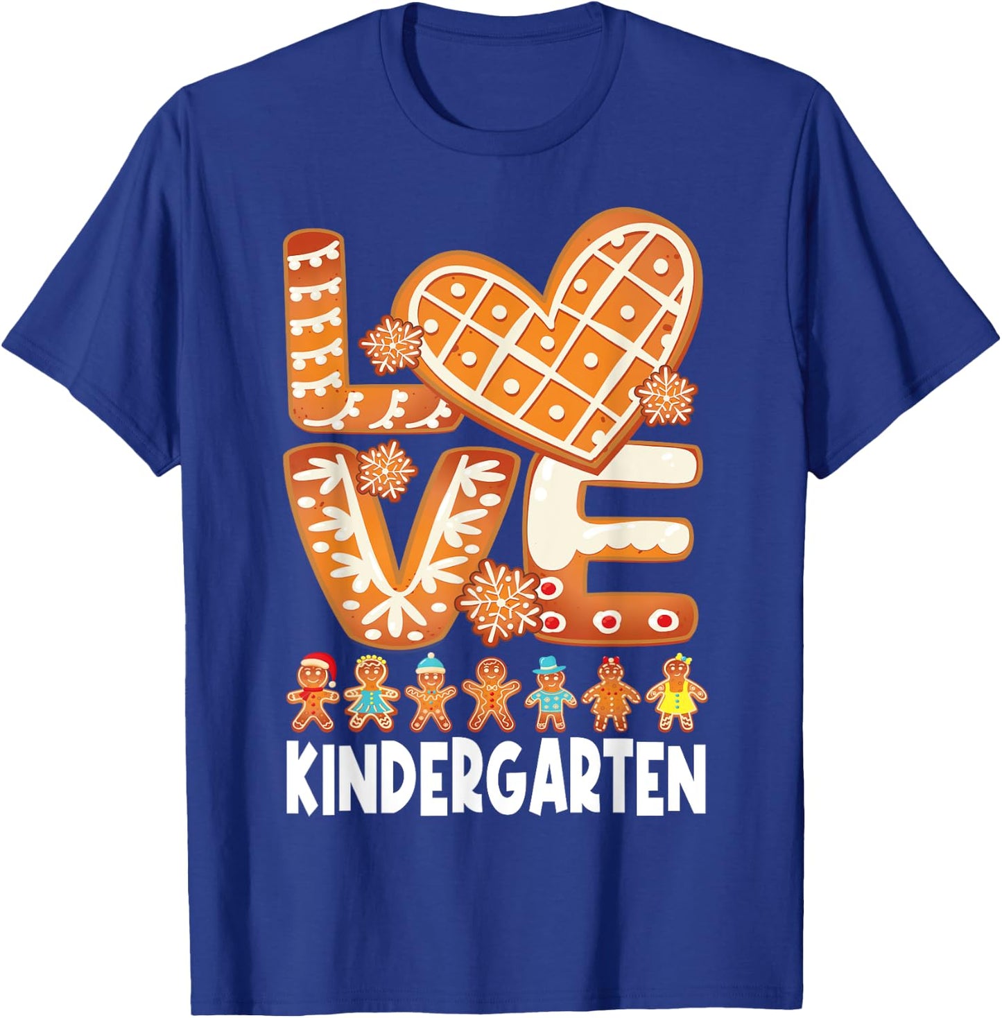 Love Kindergarten Teacher Christmas Gingerbread Students T-Shirt - T-Shirt | Royal