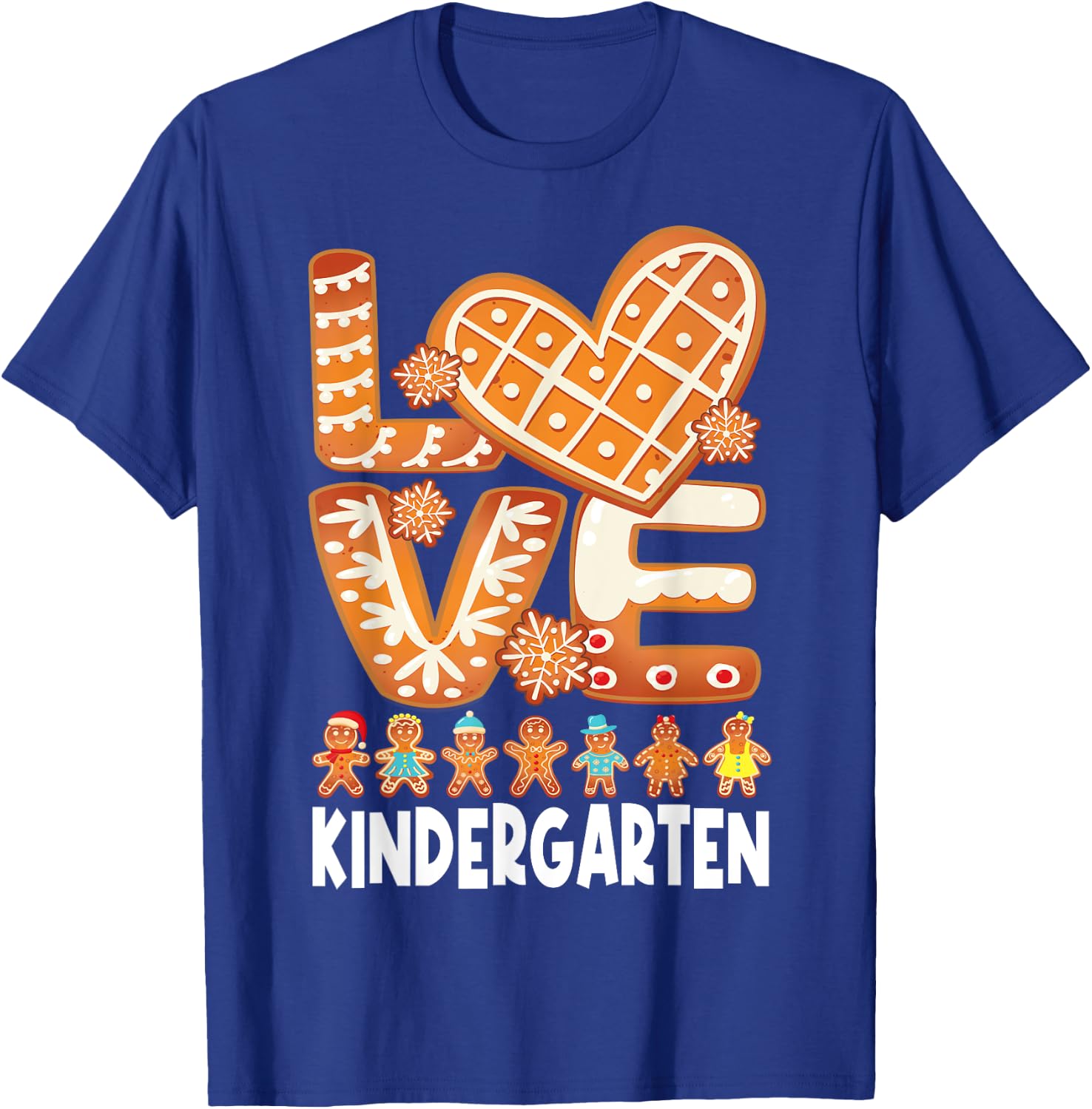 Love Kindergarten Teacher Christmas Gingerbread Students T-Shirt - T-Shirt | Royal