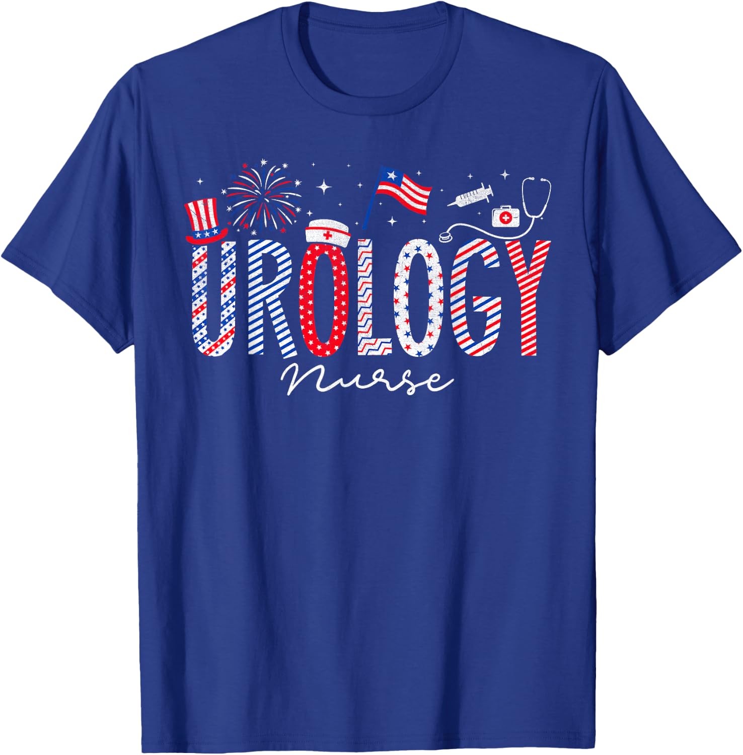 4th Of July Urology Nurse Scrub Tops Patriotic Nurses Women Men T-Shirt - T-Shirt | Royal
