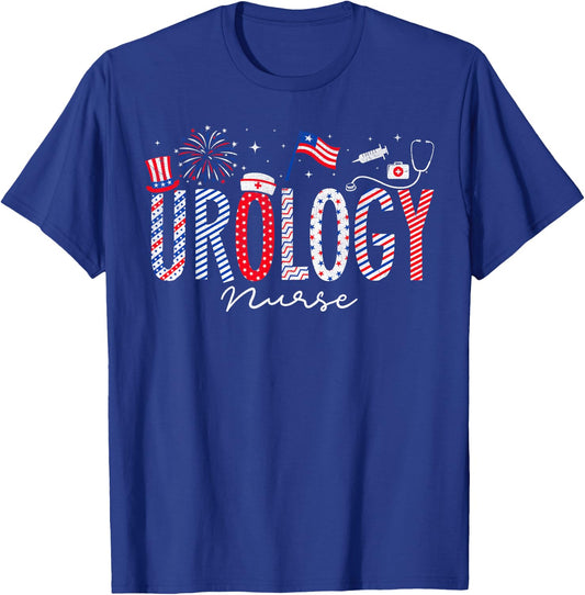 4th Of July Urology Nurse Scrub Tops Patriotic Nurses Women Men T-Shirt - T-Shirt | Royal