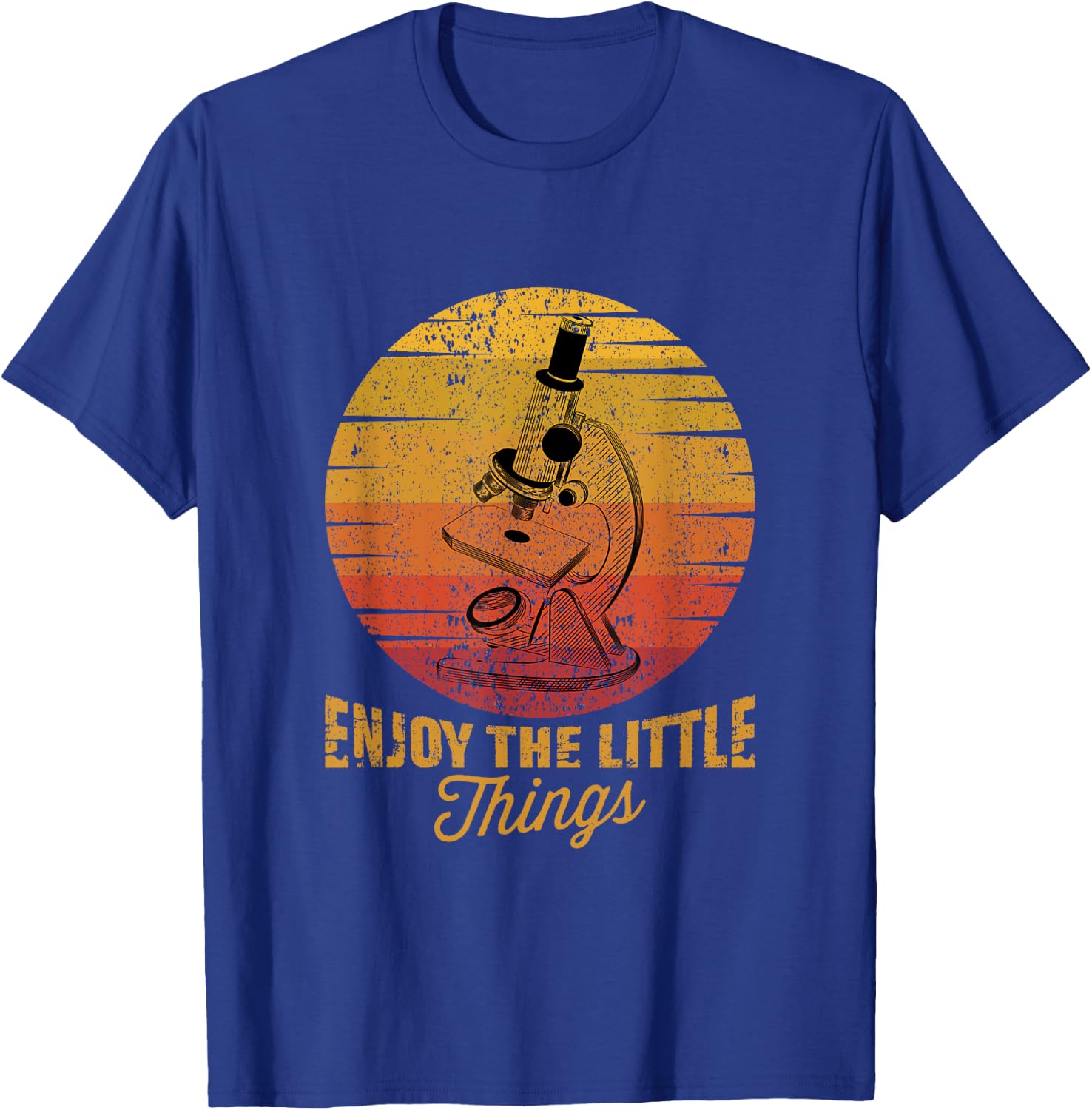 Gift Ideas for Biochemists and Microbiologists Enjoy The Little Things Microscope Microbiology Science Adults Black Cotton 65% Polyester 35% Classic Fit Short Sleeve T-Shirt - T-Shirt | Royal