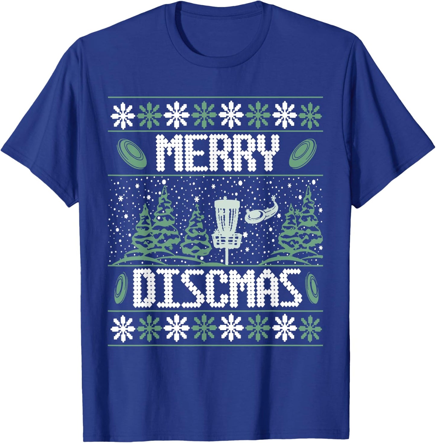 Vintage Disc Golf Ugly Christmas Merry Discmas Party T-Shirt - T-Shirt | Royal