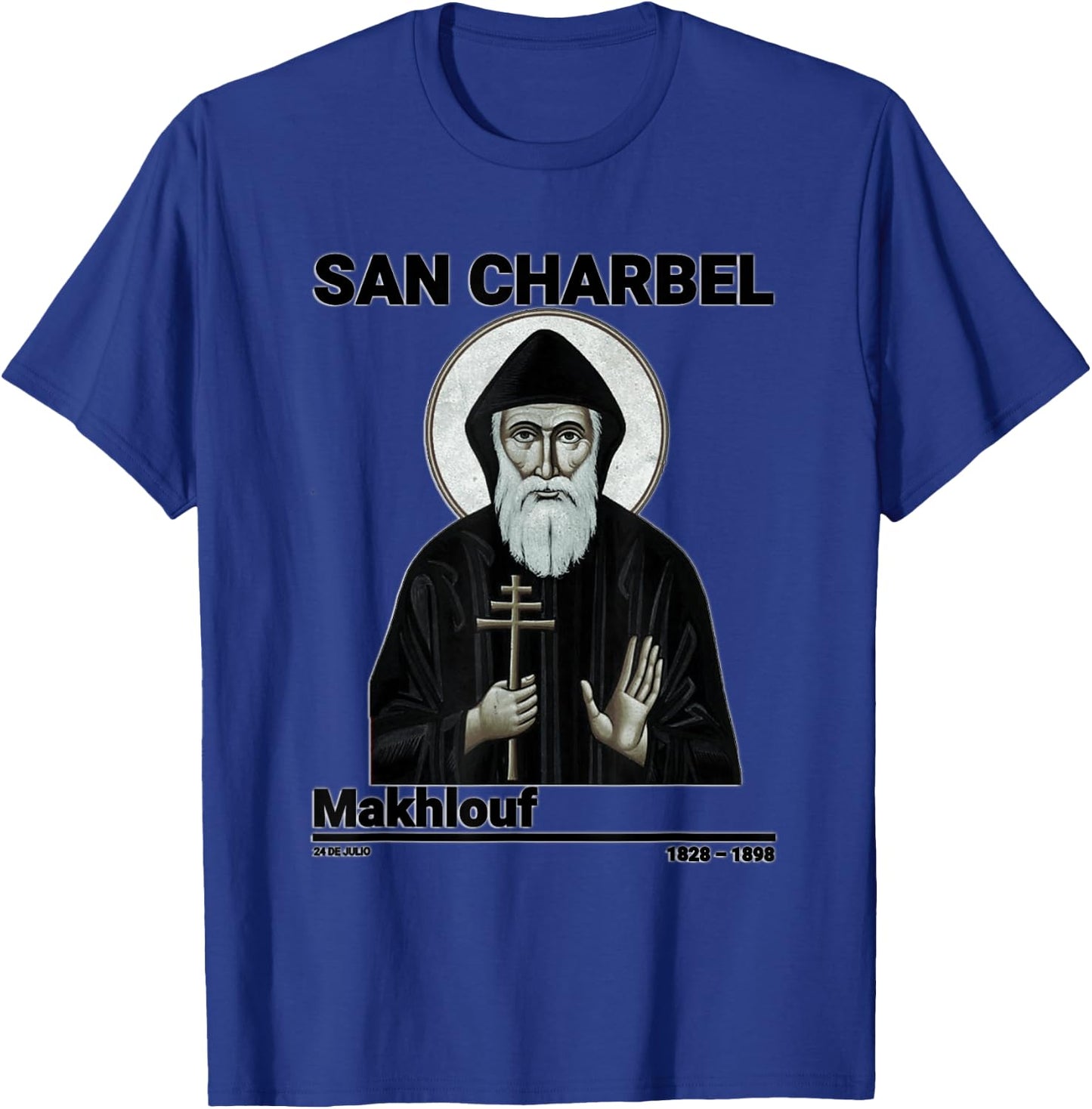 San Charbel Makhlouf, Saint Charbel , Black, S T-Shirt - T-Shirt | Royal