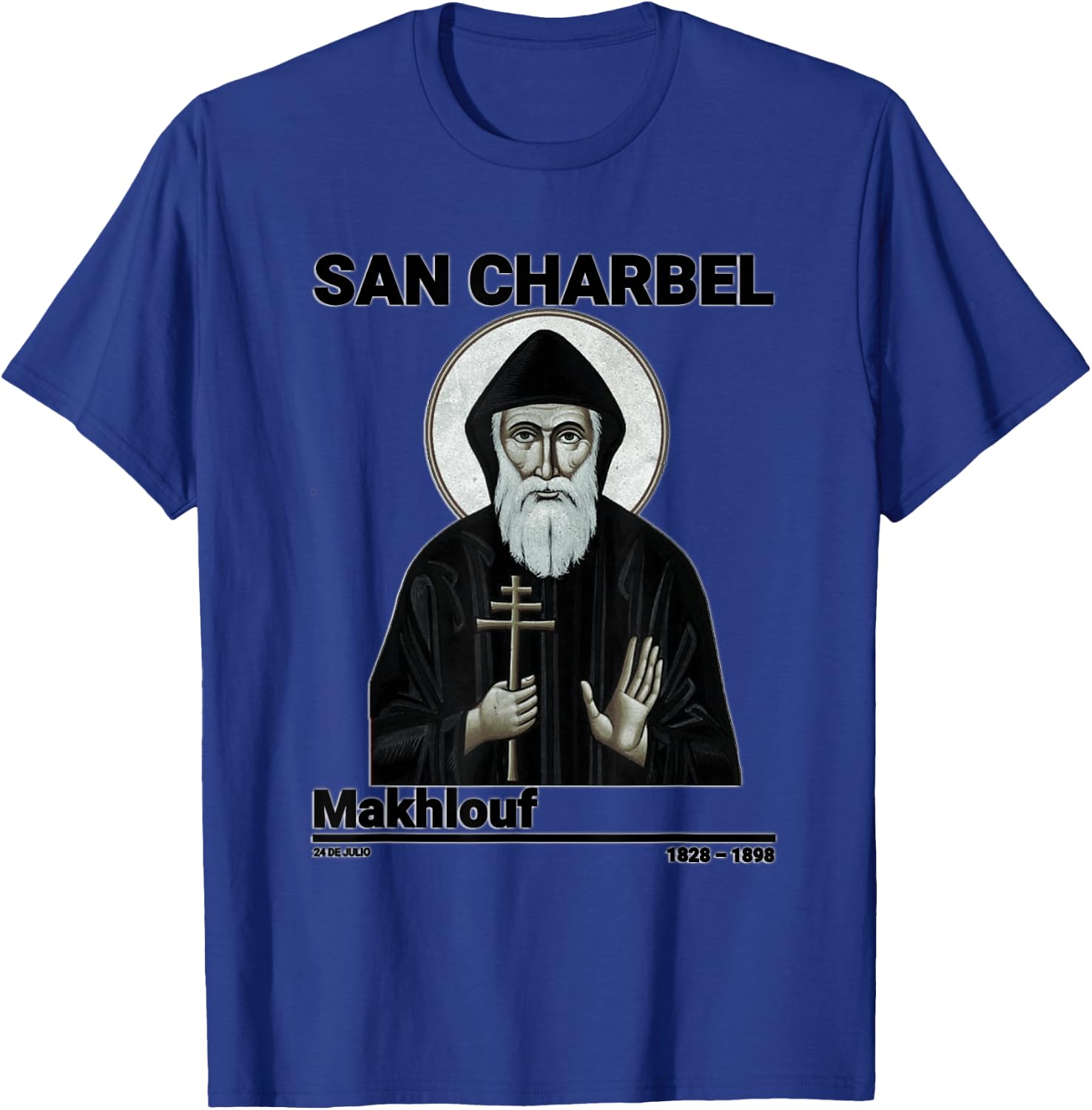 San Charbel Makhlouf, Saint Charbel , Black, S T-Shirt - T-Shirt | Royal