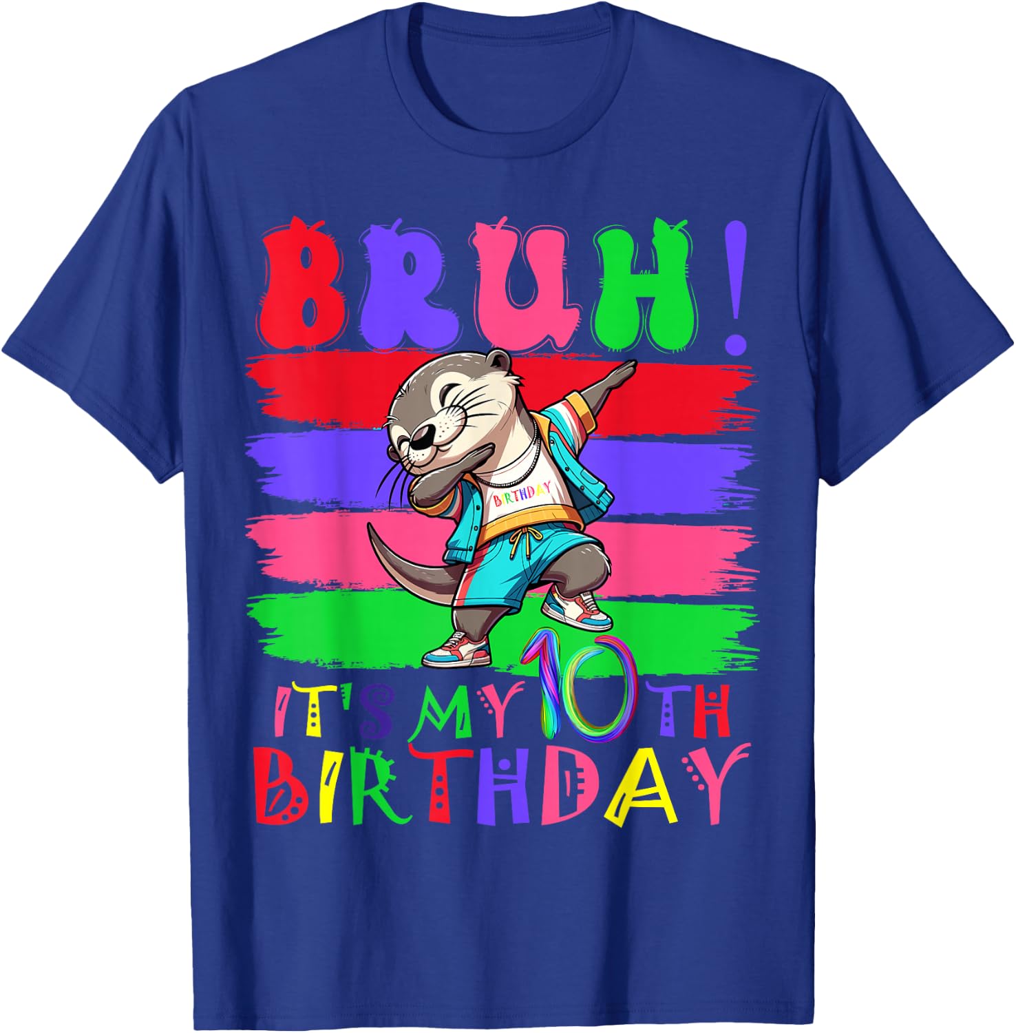 10 Year Old It's My 10th Birthday Otter dabbing boy girl T-Shirt - T-Shirt | Royal
