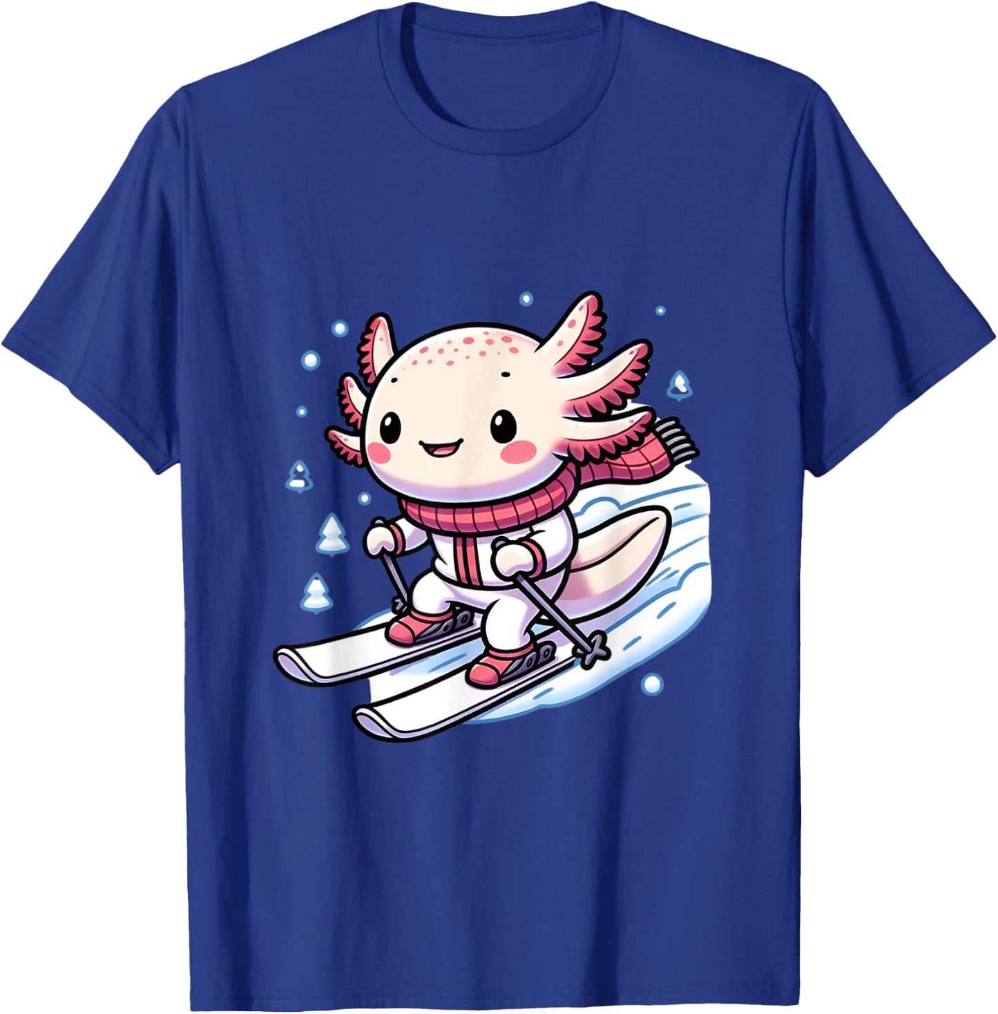 Cute axolotl skiing ski winter sports T-Shirt - T-Shirt | Royal