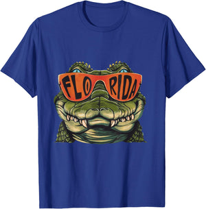 Florida Alligator Wearing Retro Style Sunglasses Animal Art T-Shirt - T-Shirt | Royal