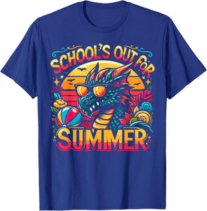 Retro Schools Out for Summer Teacher Girls Boys Kids Dragon T-Shirt - T-Shirt | Royal