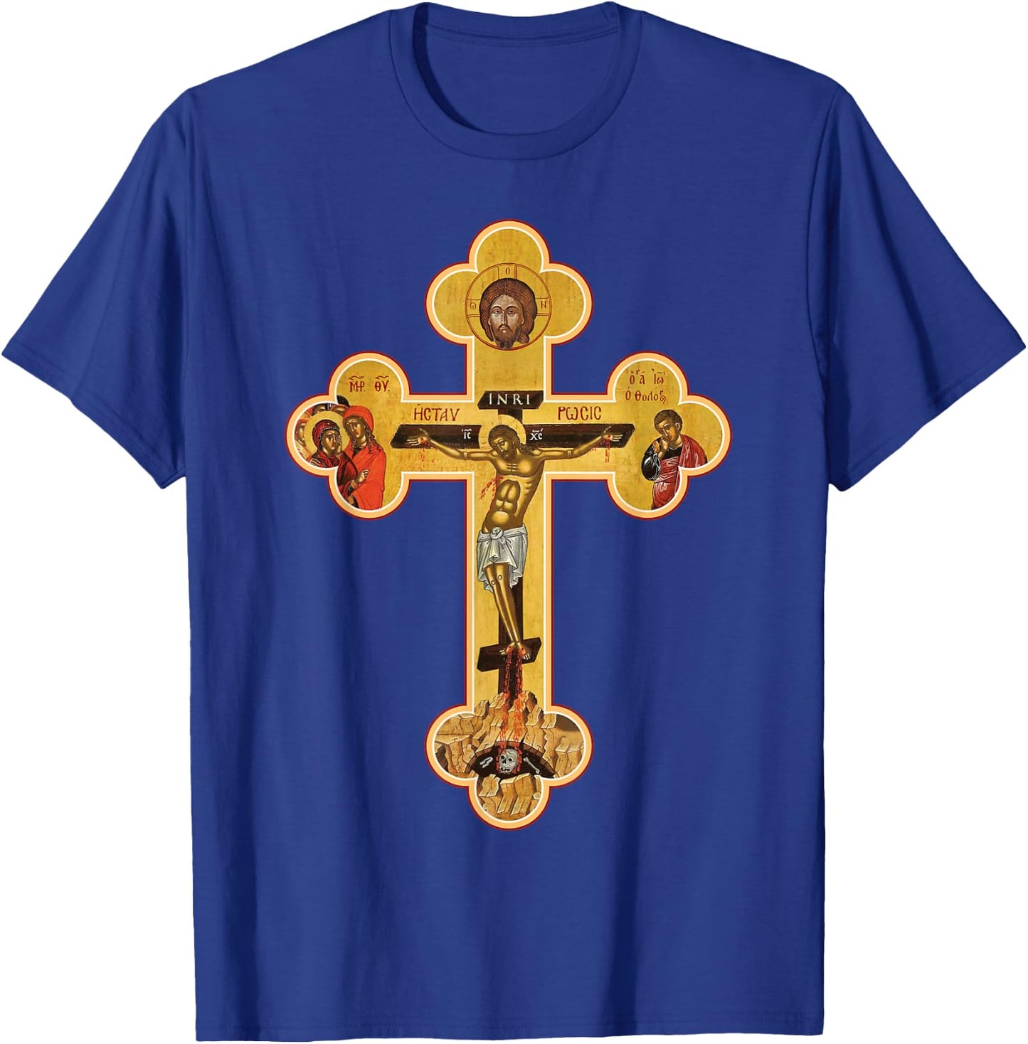 Greek Orthodox Jesus Christ Cross Icon T-Shirt - T-Shirt | Royal