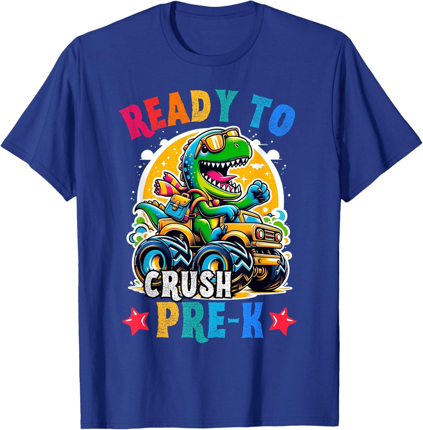 Monster Truck Dinosaur boys back to School crush Pre-k Kids T-Shirt - T-Shirt | Royal