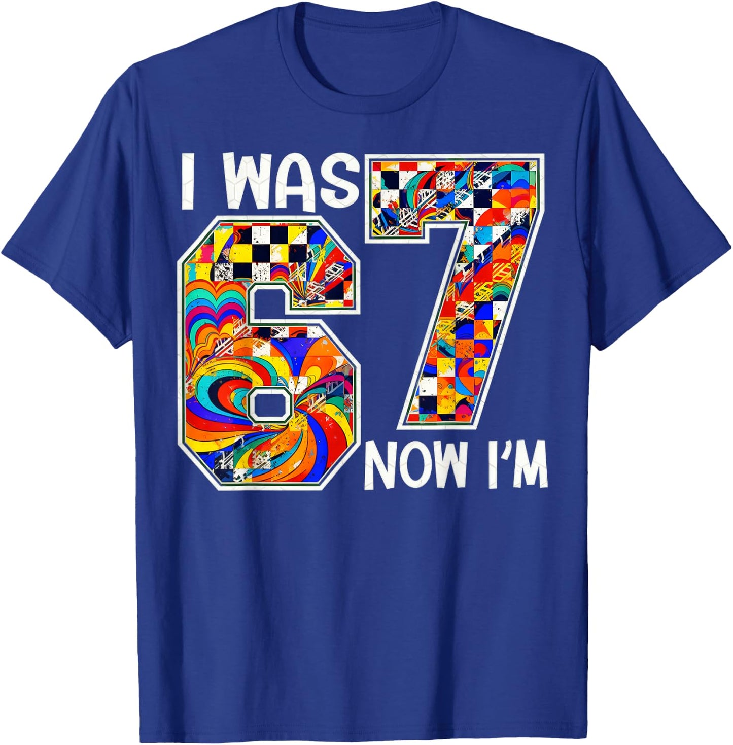 I was 6 Now I am 7 Six Seven Checkered Birthday Gifts Sports T-Shirt - T-Shirt | Royal