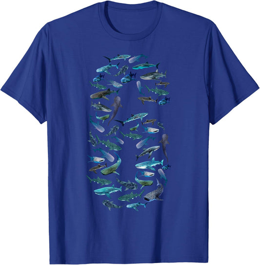 6th Birthday Boy Six-Year-Old Sea Ocean Fish Whale Shark T-Shirt - T-Shirt | Royal
