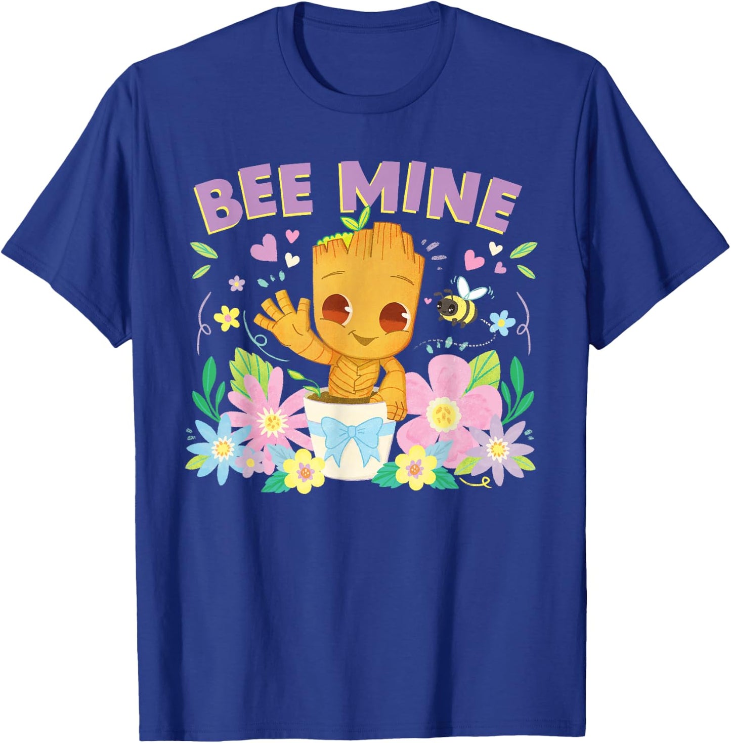 Marvel Valentine’s Day Spring Flower Garden Groot Bee Mine T-Shirt - T-Shirt | Royal