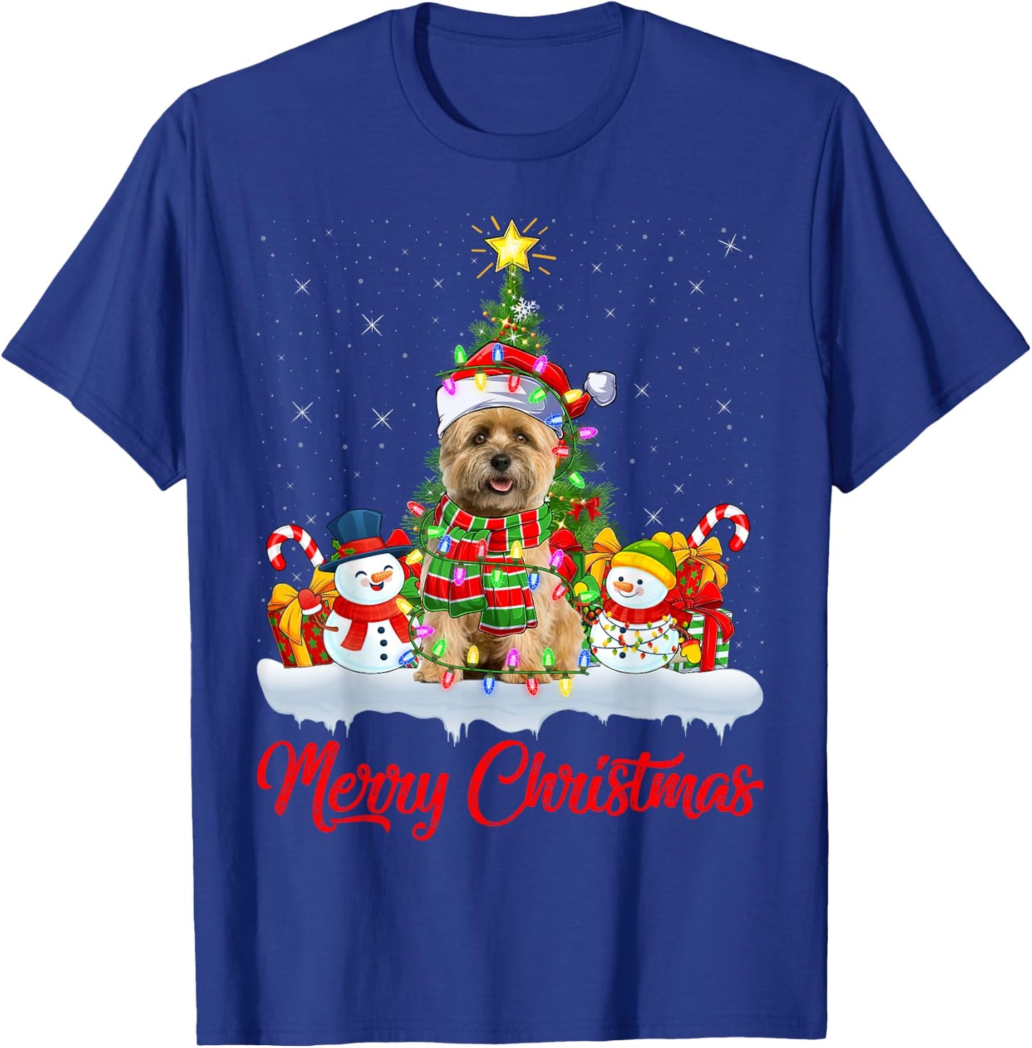 Cairn Terrier Dog Xmas Tree Lighting Cairn Terrier Christmas Men Women Kids T-Shirt - T-Shirt | Royal