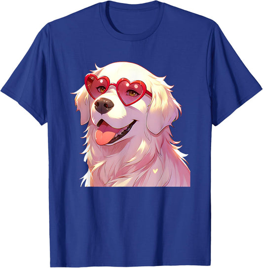 English Cream Golden Retriever Mom Gifts Heart Glasses Love T-Shirt - T-Shirt | Royal