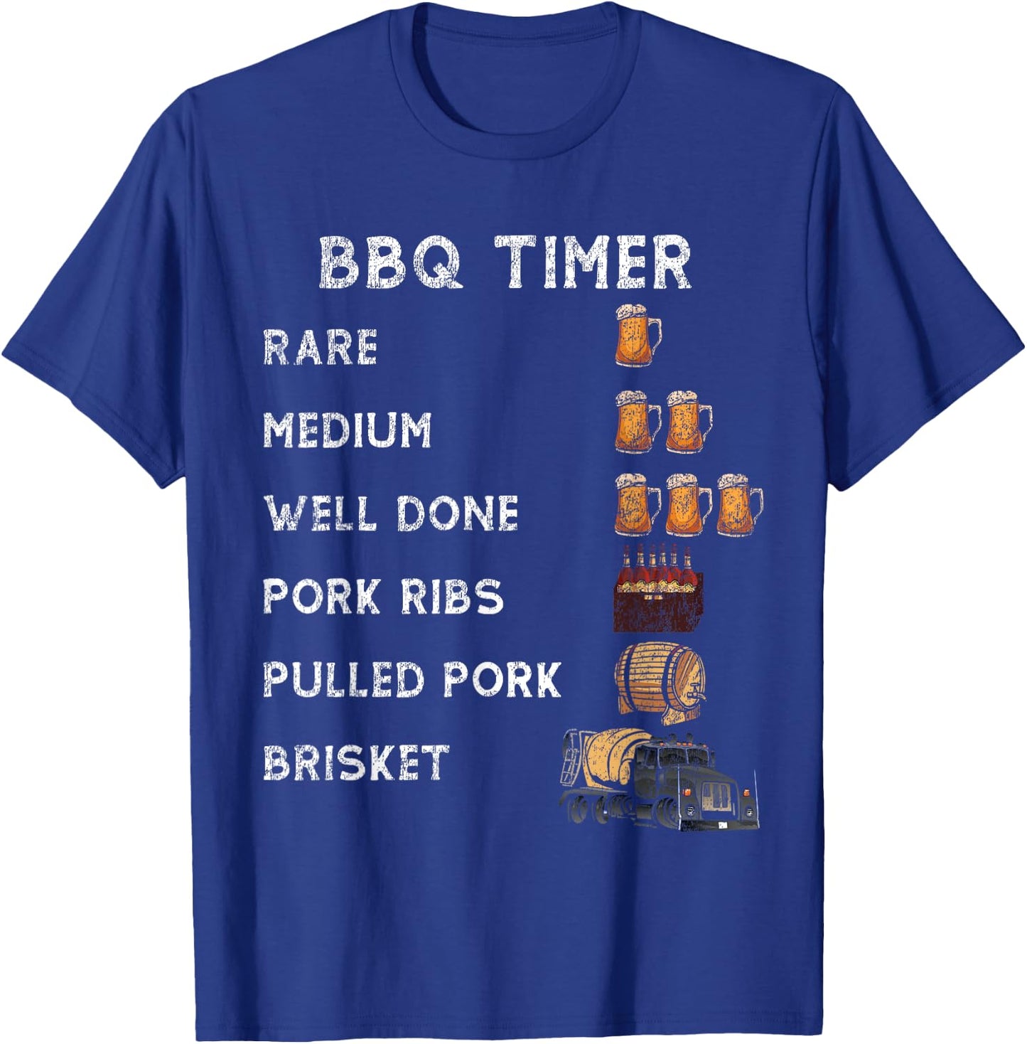 BBQ Smoker BBQ Timer Rare Pork Ribs Pulled Pork Brisket T-Shirt - T-Shirt | Royal