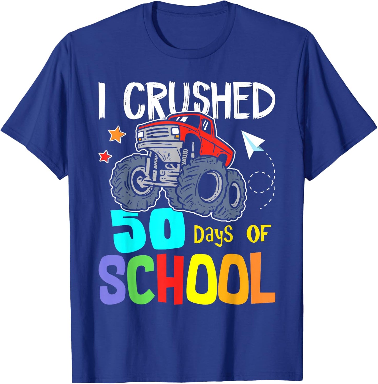 Crushing 50th Day Of School Jam truck 50 Days Of School Kids T-Shirt - T-Shirt | Royal