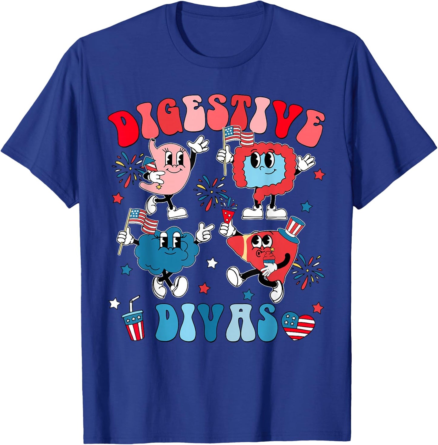 Digestive Divas Independence Day Patriotic Gastro Crew T-Shirt - T-Shirt | Royal
