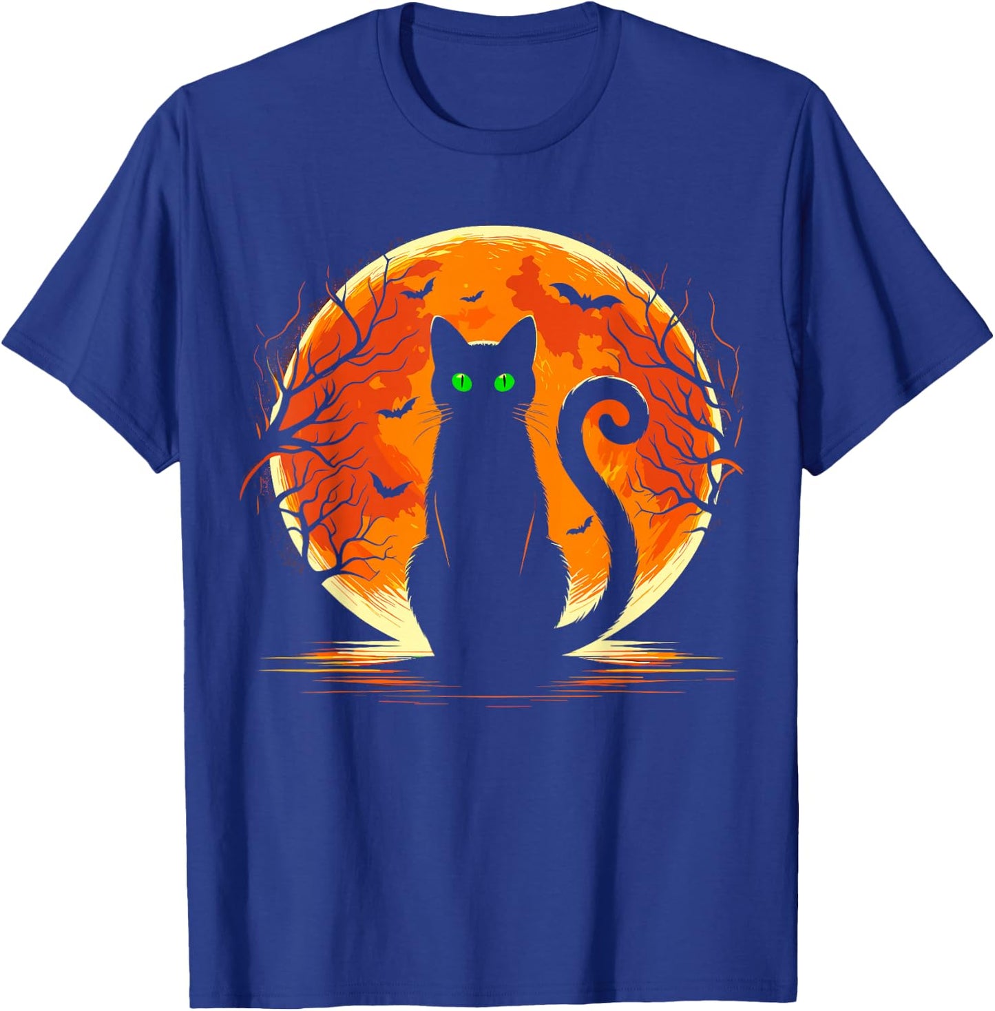 Scary Cat Costume Retro Moon Cat T-Shirt - T-Shirt | Royal