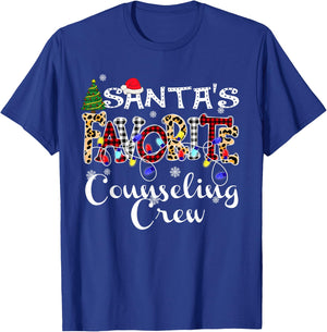 Merry Christmas Santa's Favorite Counseling Crew T-Shirt - T-Shirt | Royal