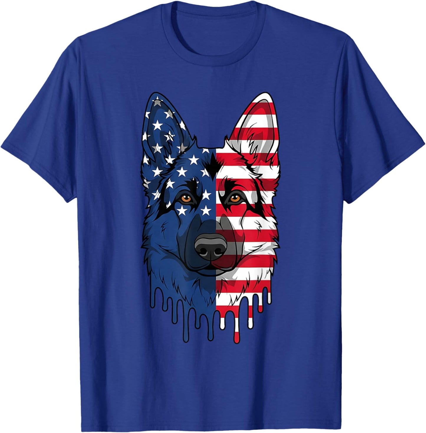 4th of July German Shepherd Dog American Flag Patriotic T-Shirt - T-Shirt | Royal