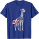 Giraffe 4th of July US American Flag Patriotic Safari Animal T-Shirt - T-Shirt | Royal