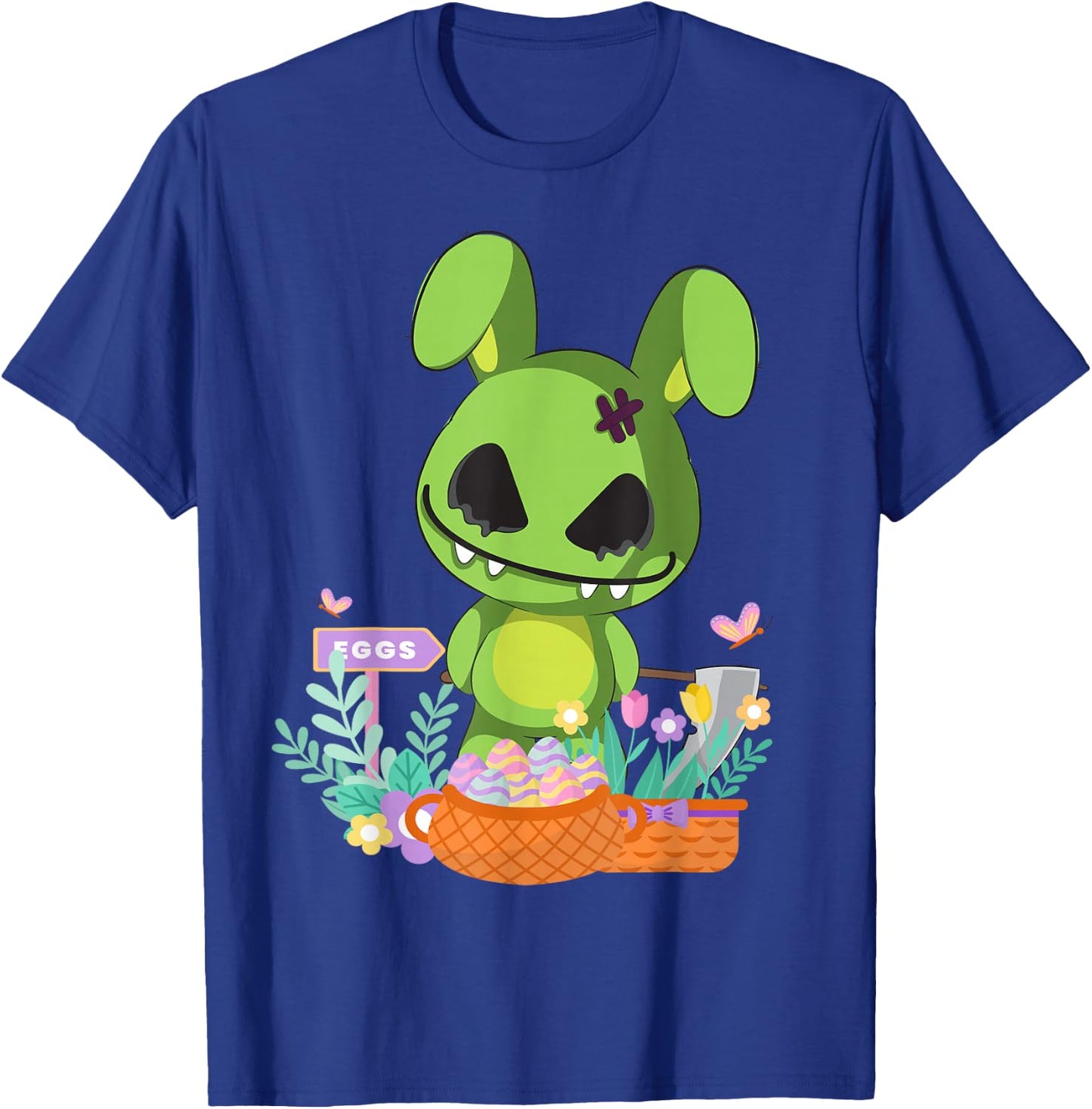 Funny goth zombie easter scary bunny dye easter eggs rabbit T-Shirt - T-Shirt | Royal