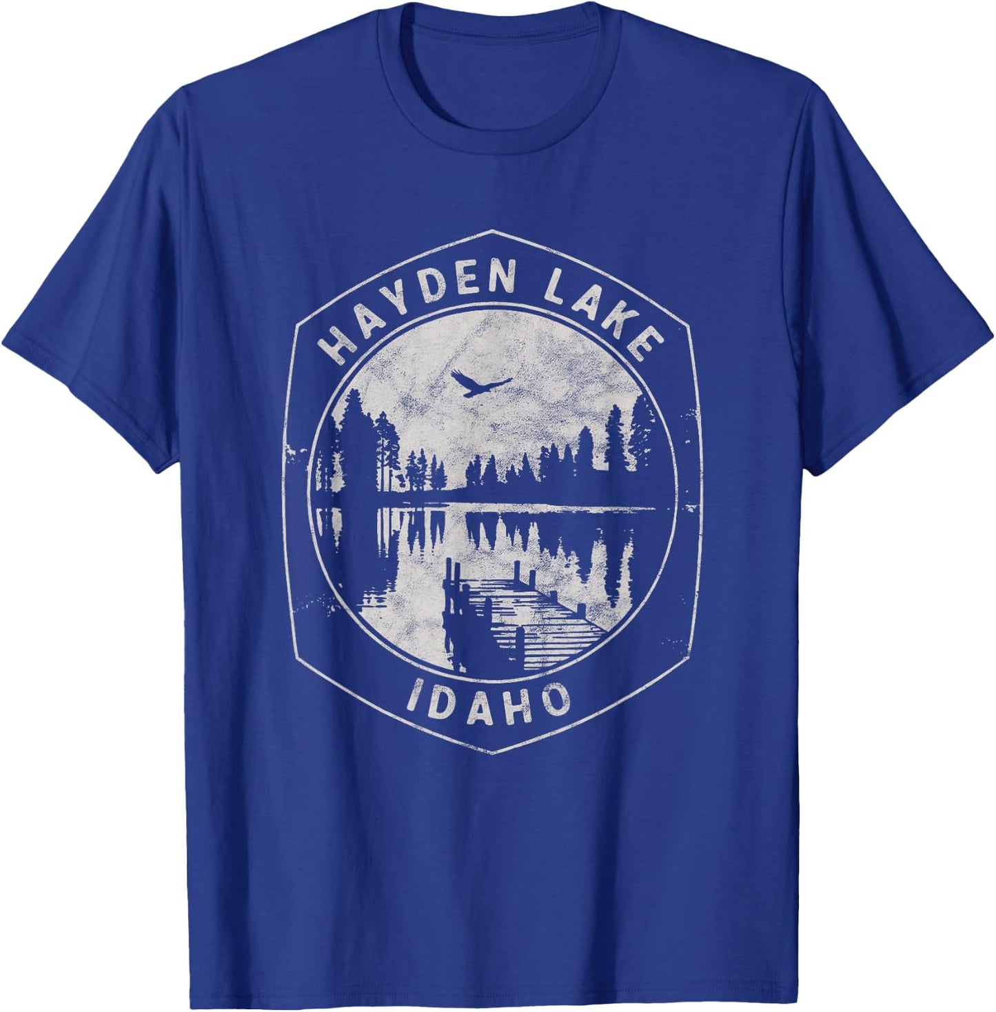 Vintage Hayden Lake Idaho Outdoors Vacation T-Shirt - T-Shirt | Royal