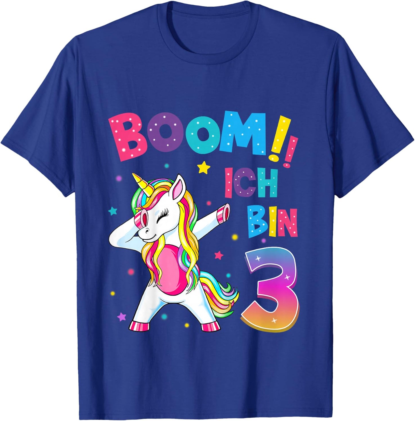 Children's 3 Birthday Girls 3 Years Dancing Funny Unicorn , black T-Shirt - T-Shirt | Royal
