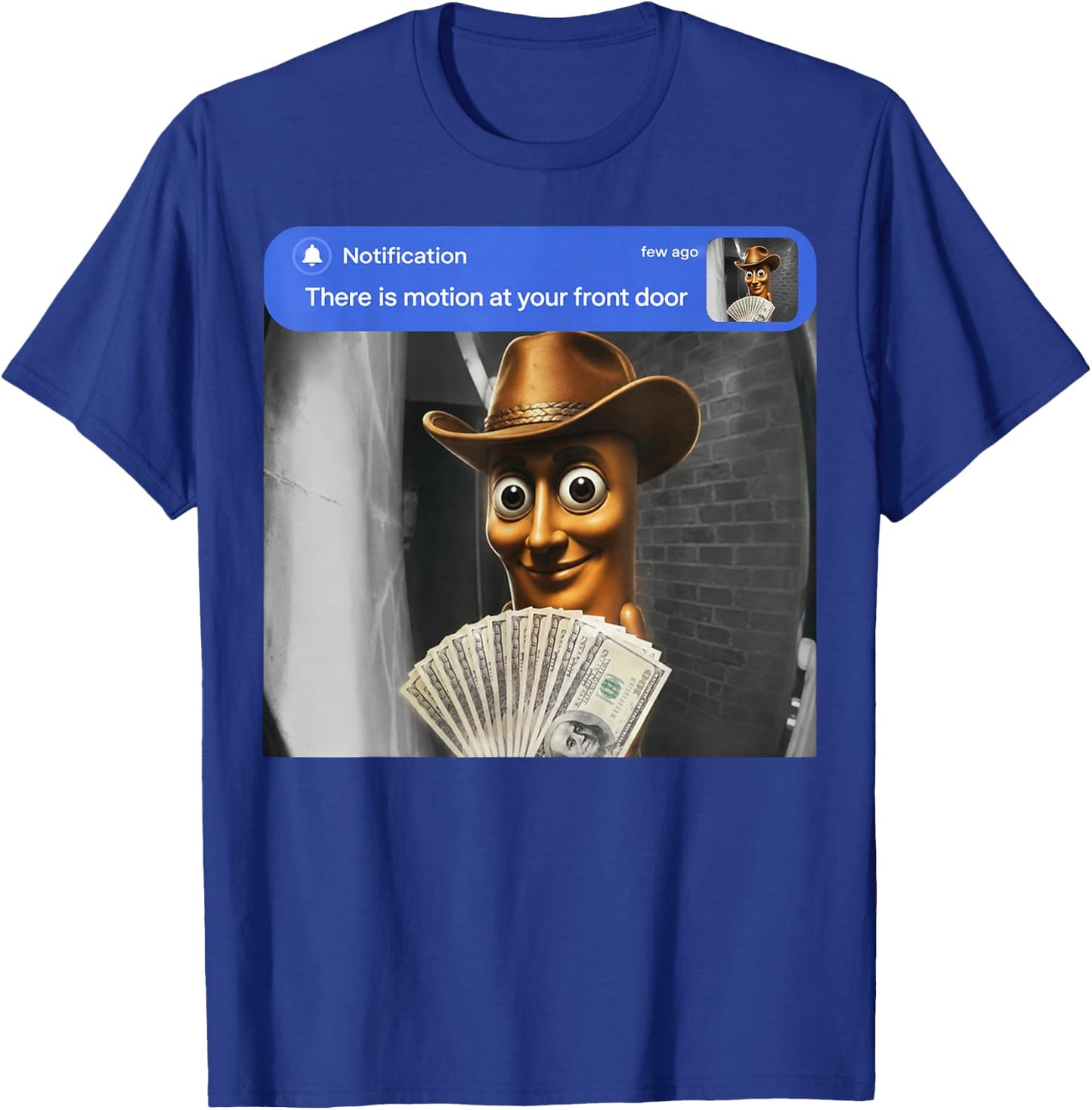 Tung Sahur Cowboy Motion at Your Front Door Meme Brainrot T-Shirt - T-Shirt | Royal
