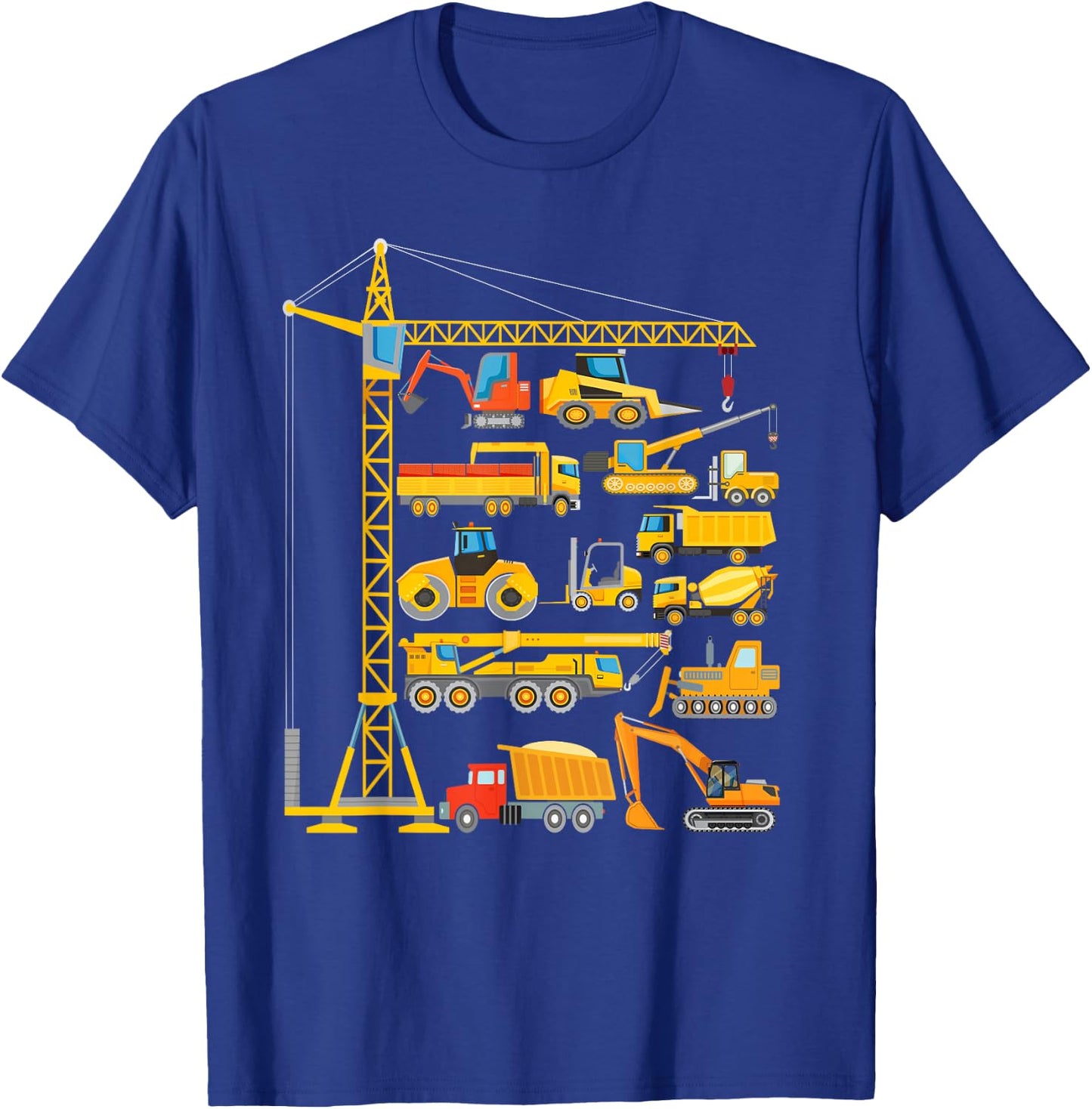 Construction vehicles, excavator, bulldozer for children, , black, s T-Shirt - T-Shirt | Royal