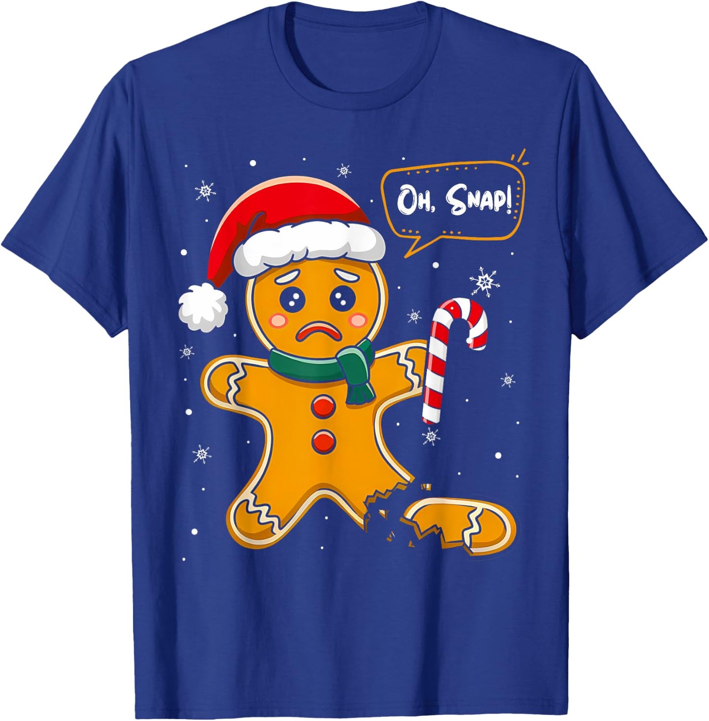 Funny Christmas Oh Snap Gingerbread Man Cookie X Mas PJs T-Shirt - T-Shirt | Royal