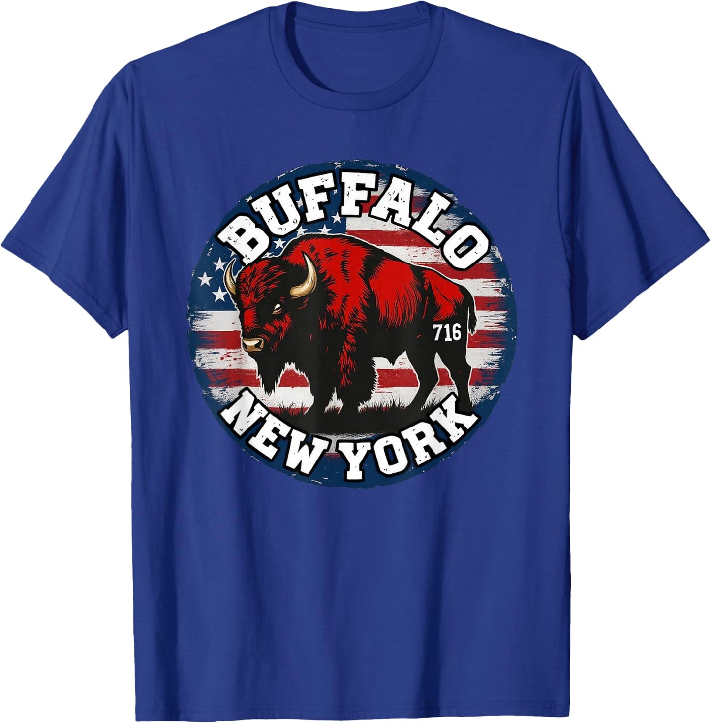 Buffalo New York 716 Area Code Bison WNY BFLO Pride T-Shirt - T-Shirt | Royal