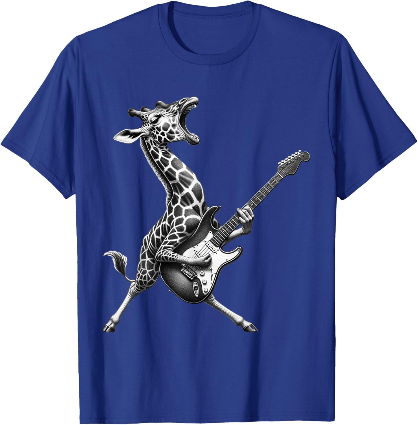 Funny Giraffe Playing Electric Guitar. Giraffe Guitar Lover T-Shirt - T-Shirt | Royal