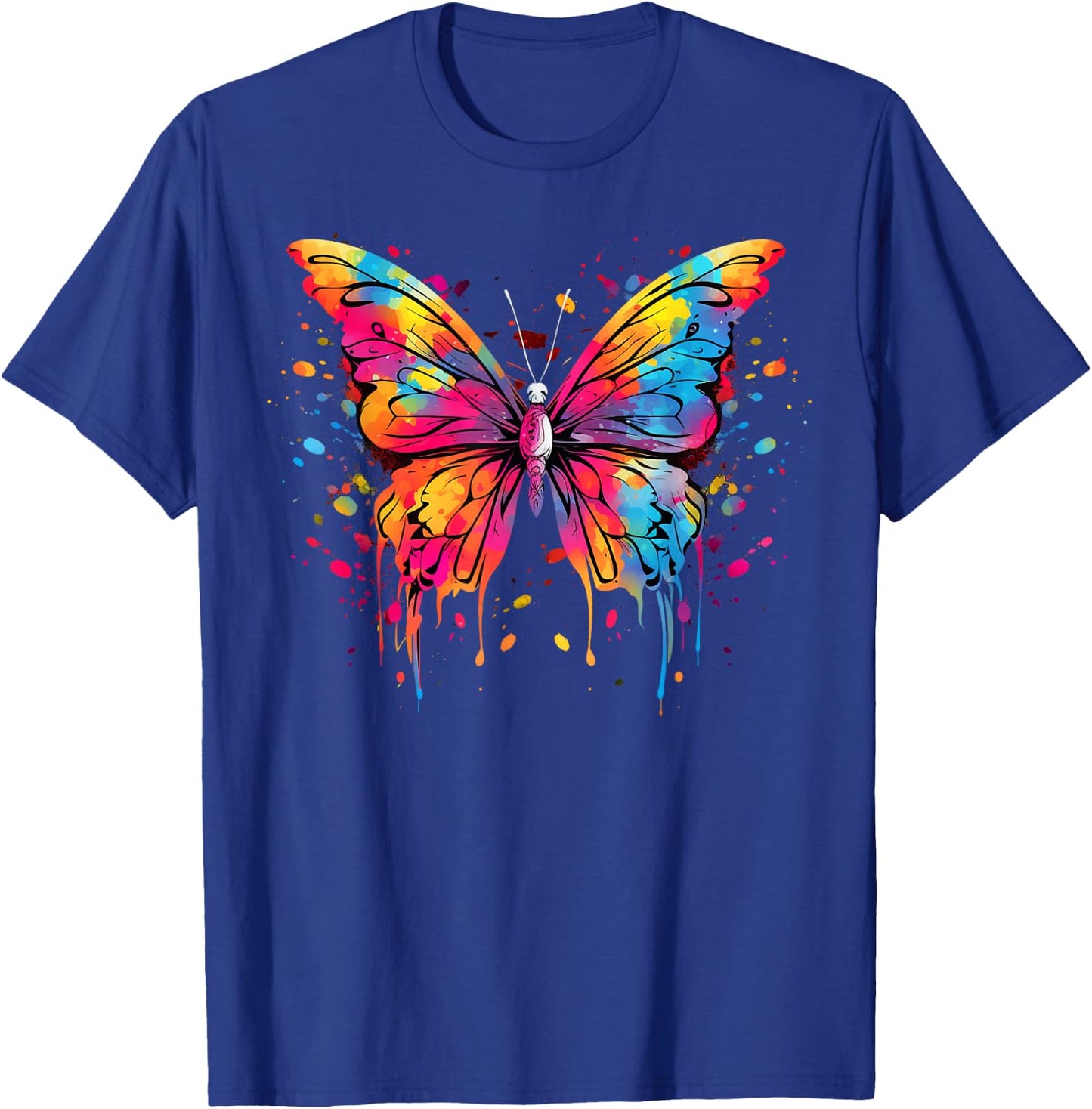 Cool Butterfly on Colourful Painted Butterfly , black T-Shirt - T-Shirt | Royal