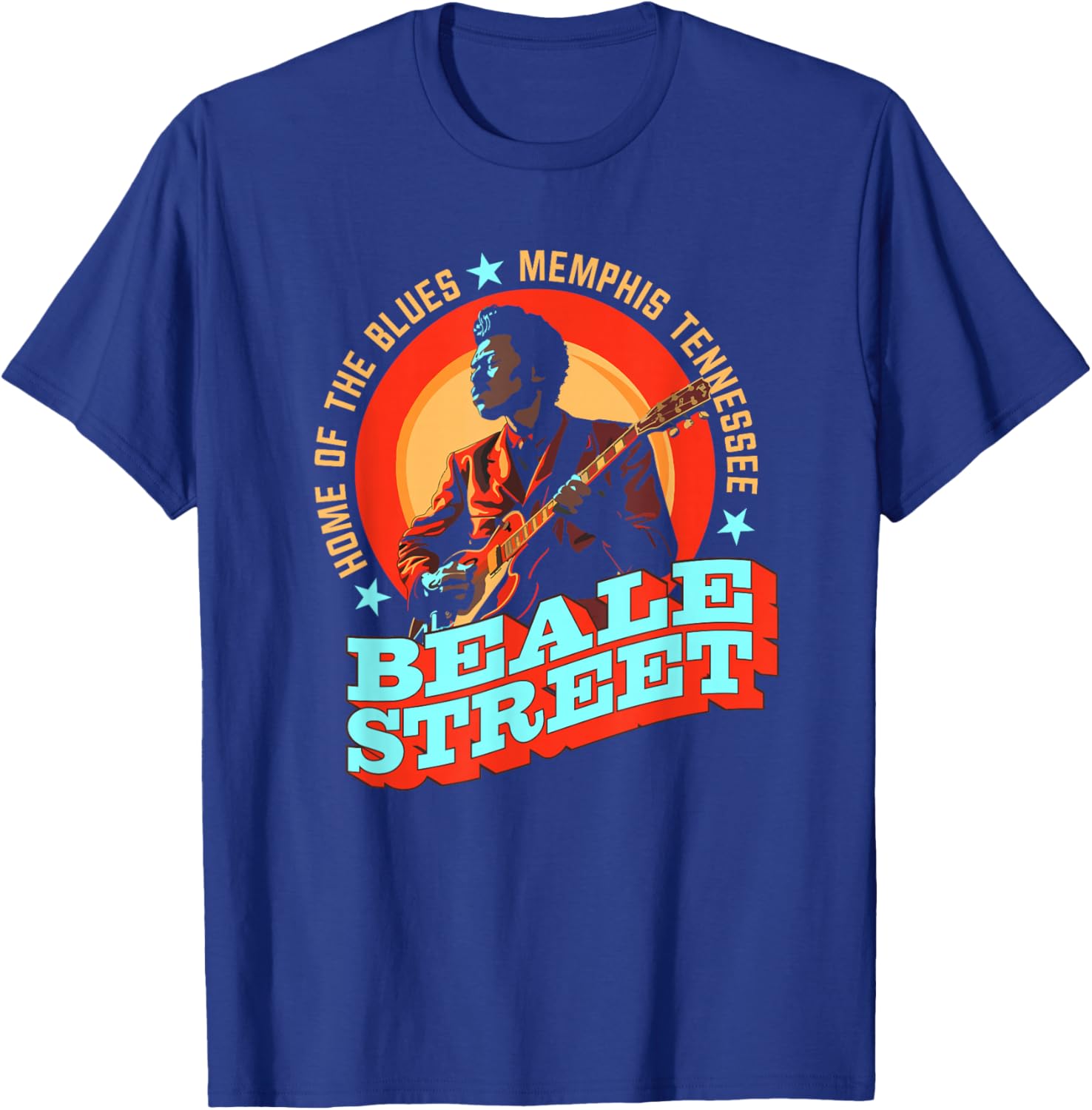 Home Of The Blues Beale Street Memphis - Guitarist Souvenir T-Shirt - T-Shirt | Royal