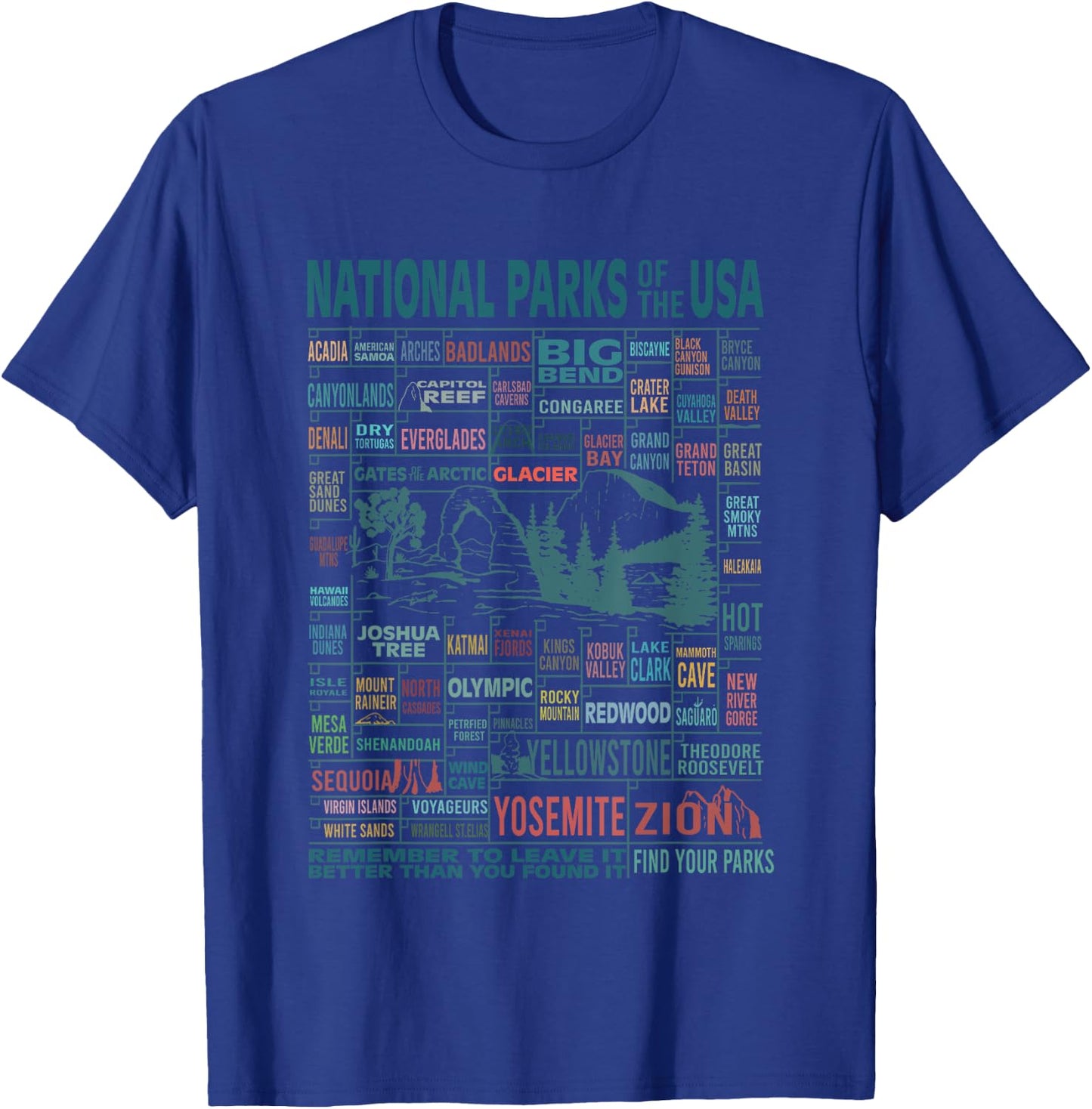National Park Name Adventure Awaits Camping Hiking Camper T-Shirt - T-Shirt | Royal
