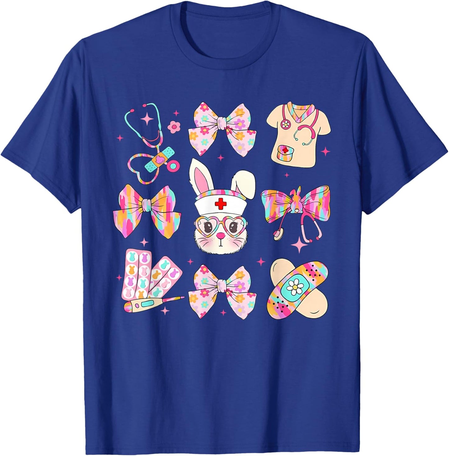Easter Nurse Coquette Bow Happy Easter Bunny School Women T-Shirt - T-Shirt | Royal