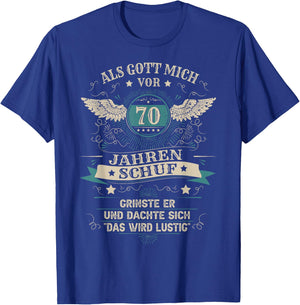 70th Birthday Man Woman 70 Years 1954 Decorative Funny Gift , black T-Shirt - T-Shirt | Royal