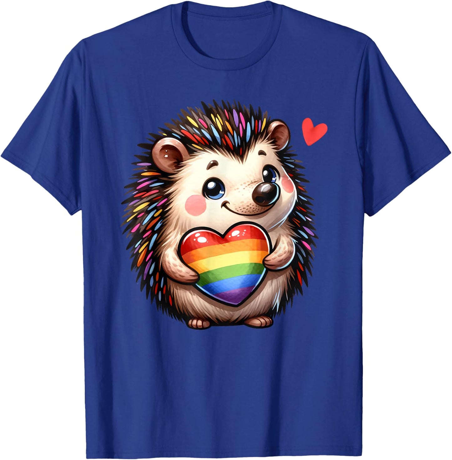 Gay Pride Hedgehog Heart Rainbow Flag LGBT Women Girls Kids T-Shirt - T-Shirt | Royal
