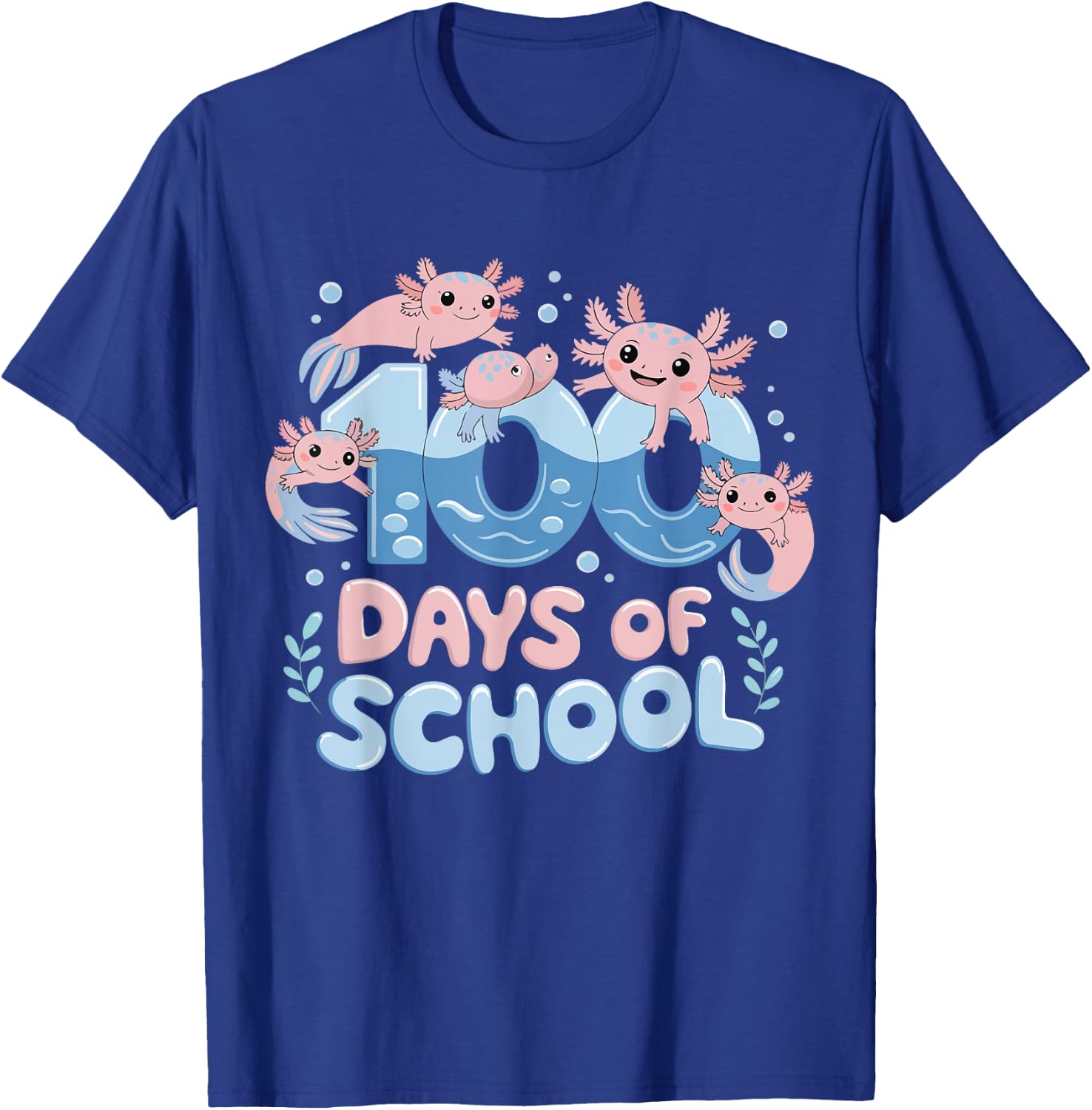100 Days Of School Axolotl Teacher Kids Boys Girls T-Shirt - T-Shirt | Royal