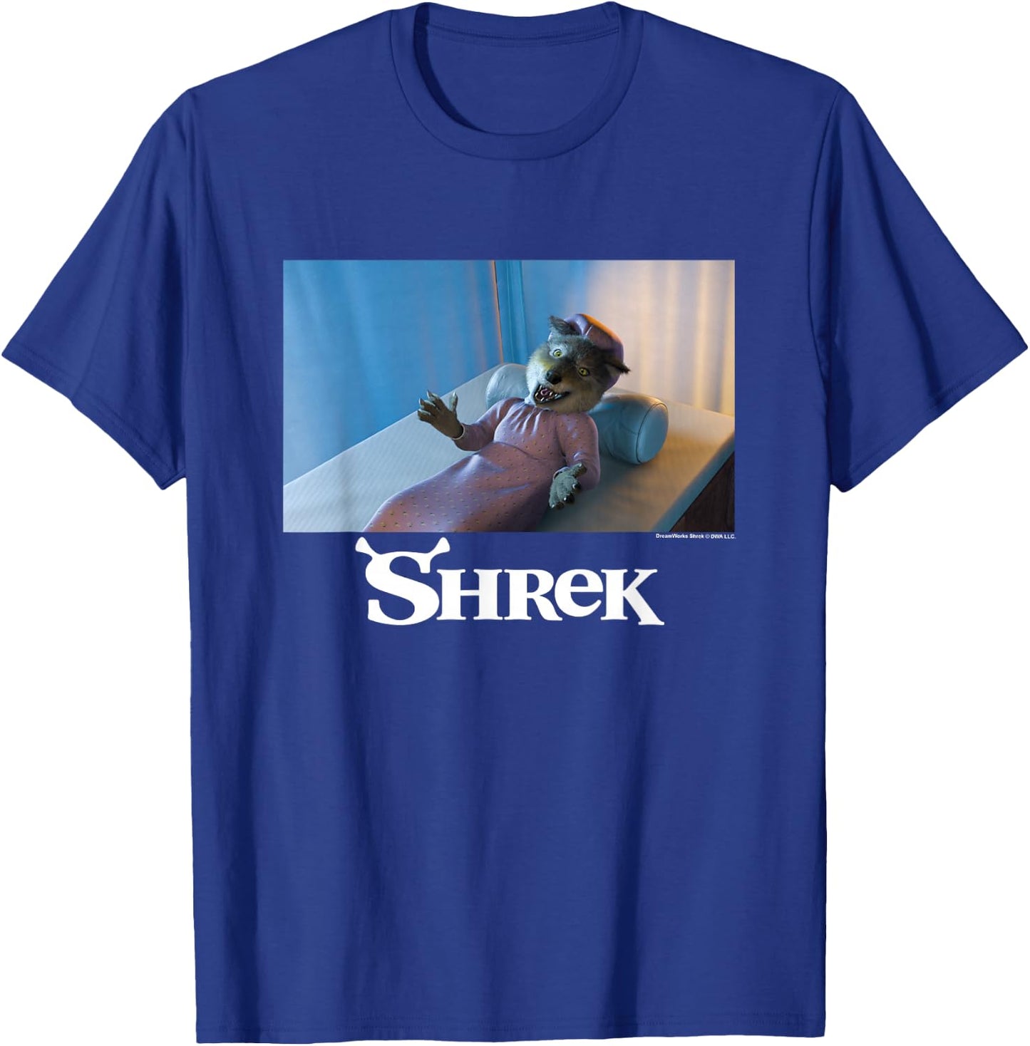 Shrek Iconic Wolf Bed Scene Big Chest Poster T-Shirt - T-Shirt | Royal