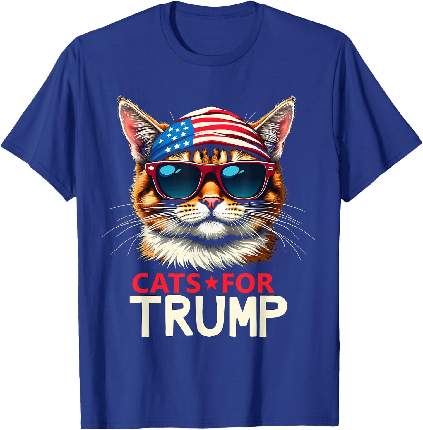Cats For Trump Funny American Flag T-Shirt - T-Shirt | Royal