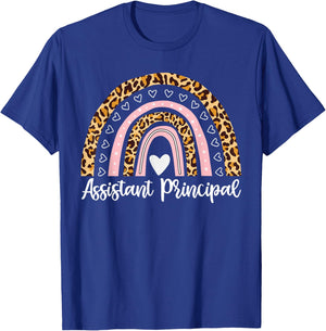 Assistant Principal Funny School Worker leopard rainbow T-Shirt - T-Shirt | Royal