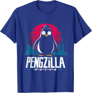 Pengzilla Penguin Japanese Art Funny Penguin T-Shirt - T-Shirt | Royal