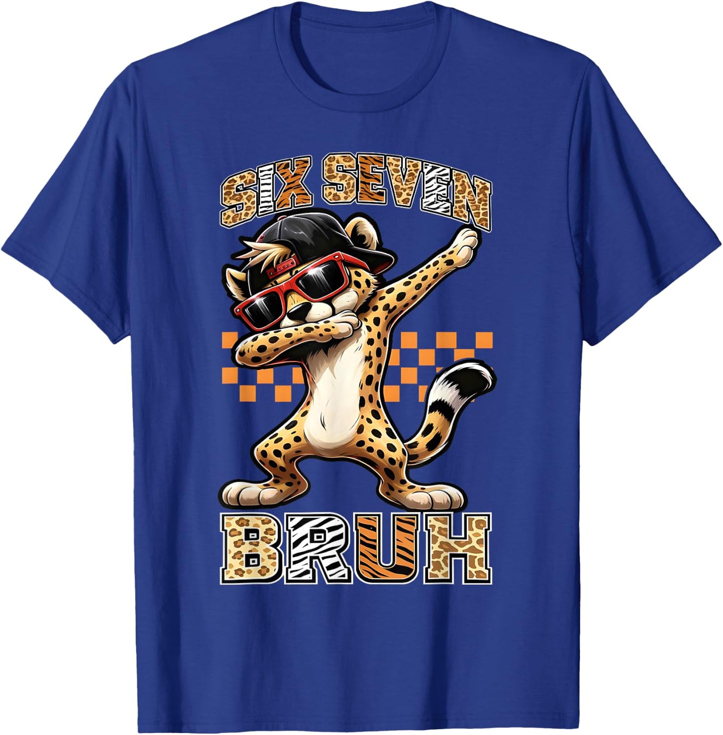 Six Seven Bruh Cheetah 67 Meme Men Boys Animal Print Kids T-Shirt - T-Shirt | Royal